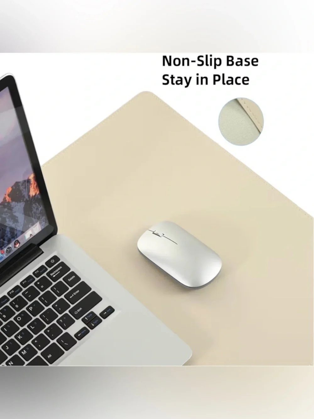Wolaile | Big leather waterproof keyboard Desk Pad 36x17 inch Ivory White
